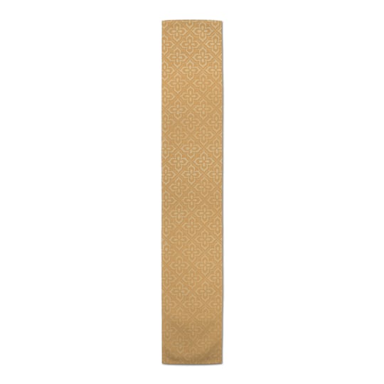 90" Yellow Medallion Pattern Cotton Twill Runner